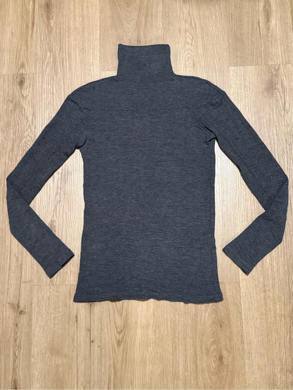 Patrizia Pepe Dark Gray Ribbed Turtleneck Sweater 100% Virgin Wool Size 42